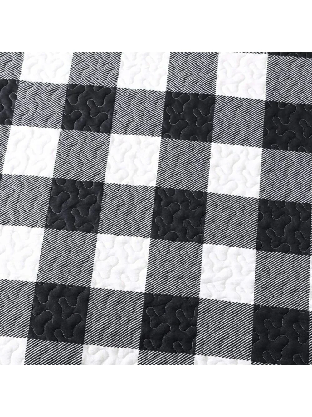 Stylish Twin Quilt Set - Black & White Squares Bedspread, Cozy Home Decor